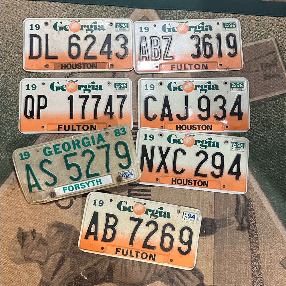 Vintage 1983 Georgia License Plate Automotive Forsyth Houston Fulton Lot